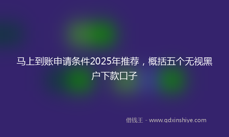 马上到账申请条件2025年推荐，概括五个无视黑户下款口子