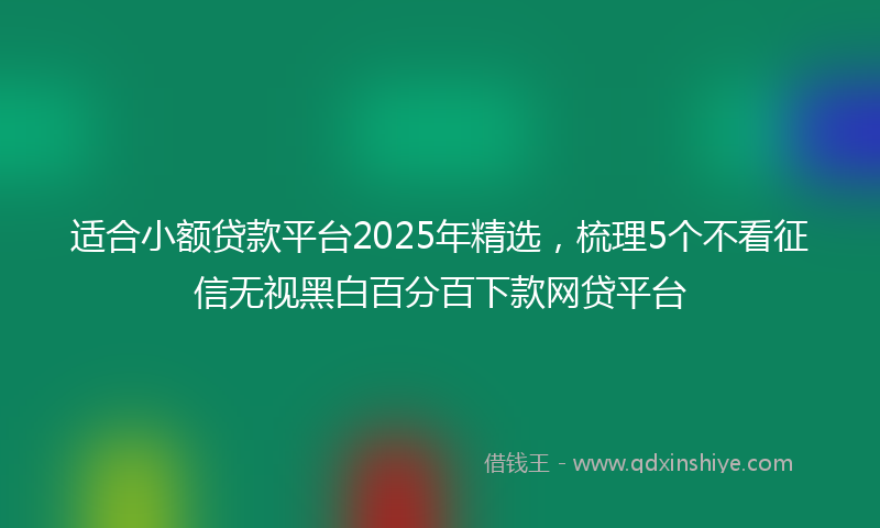 适合小额贷款平台2025年精选，梳理5个不看征信无视黑白百分百下款网贷平台