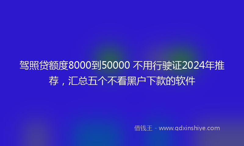 驾照贷额度8000到50000 不用行驶证2024年推荐，汇总五个不看黑户下款的软件