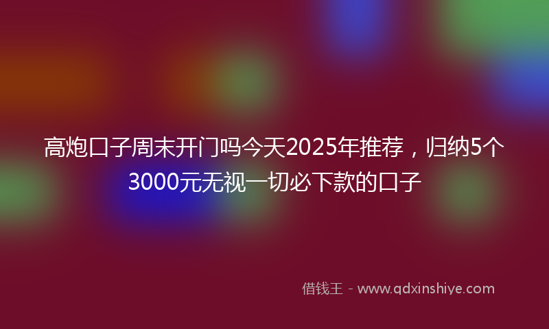 高炮口子周末开门吗今天2025年推荐，归纳5个3000元无视一切必下款的口子