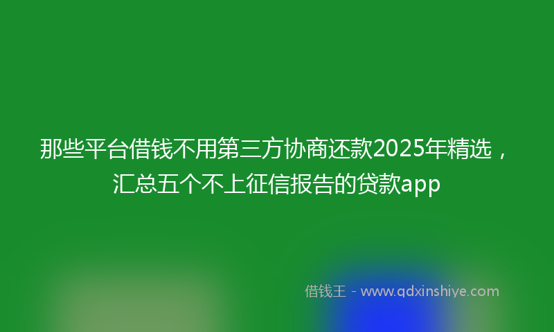 那些平台借钱不用第三方协商还款2025年精选，汇总五个不上征信报告的贷款app