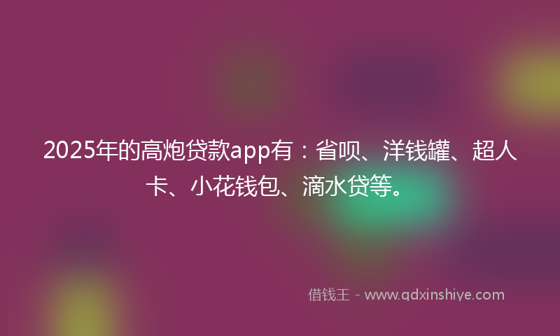 2025年的高炮贷款app有：省呗、洋钱罐、超人卡、小花钱包、滴水贷等。