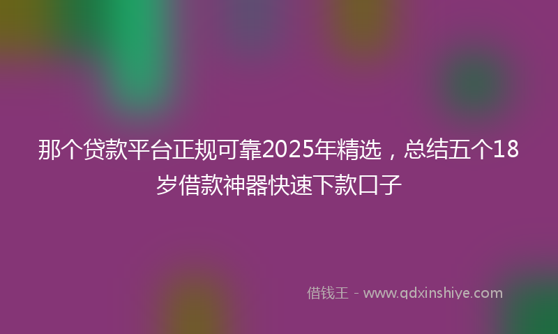 那个贷款平台正规可靠2025年精选，总结五个18岁借款神器快速下款口子