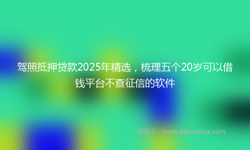 驾照抵押贷款2025年精选，梳理五个20岁可以借钱平台不查征信的软件