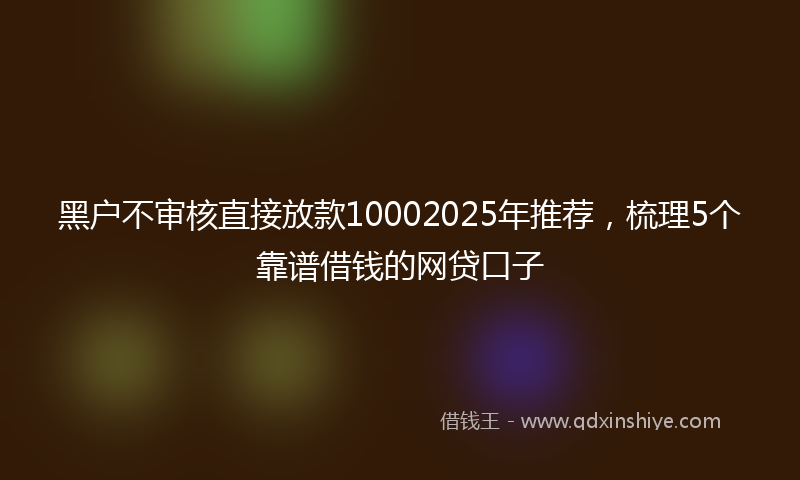 黑户不审核直接放款10002025年推荐，梳理5个靠谱借钱的网贷口子