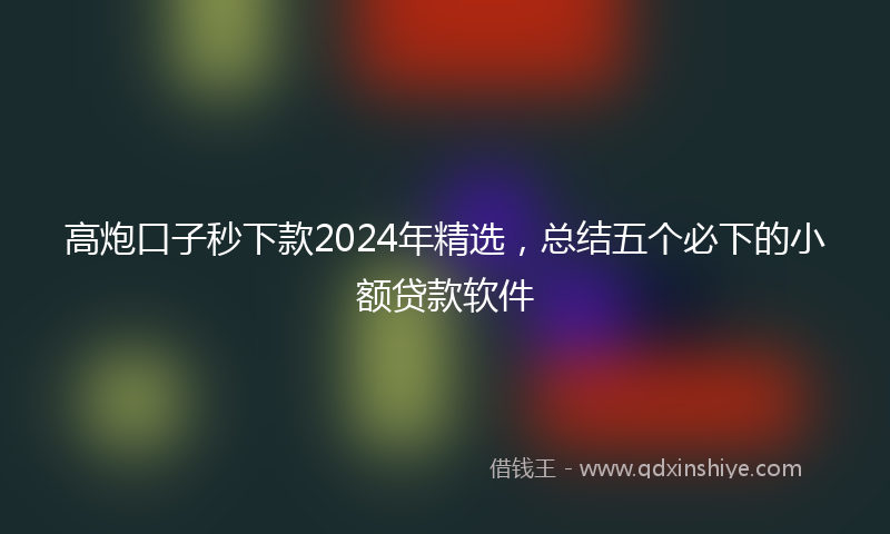 高炮口子秒下款2024年精选，总结五个必下的小额贷款软件