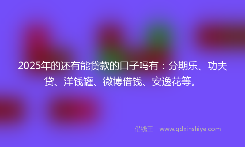 2025年的还有能贷款的口子吗有：分期乐、功夫贷、洋钱罐、微博借钱、安逸花等。