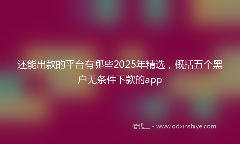 还能出款的平台有哪些2025年精选，概括五个黑户无条件下款的app