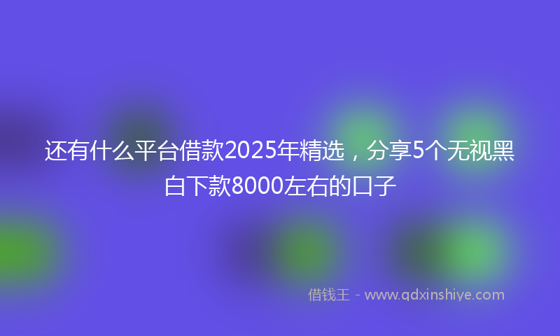 还有什么平台借款2025年精选，分享5个无视黑白下款8000左右的口子