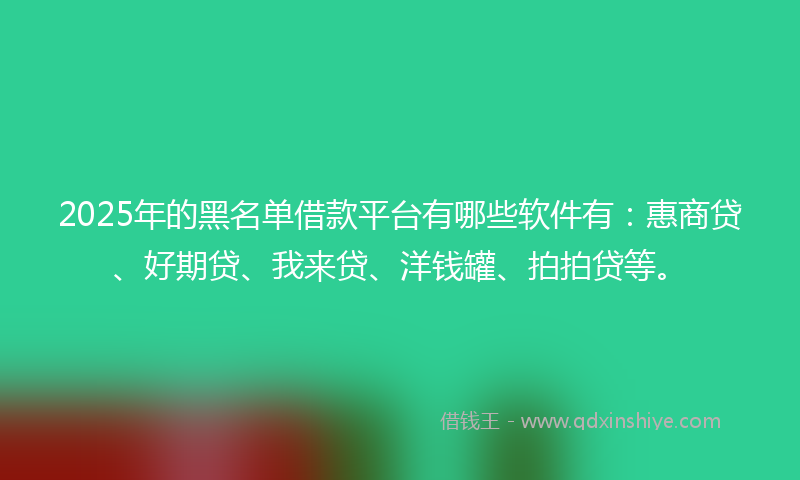 2025年的黑名单借款平台有哪些软件有：惠商贷、好期贷、我来贷、洋钱罐、拍拍贷等。