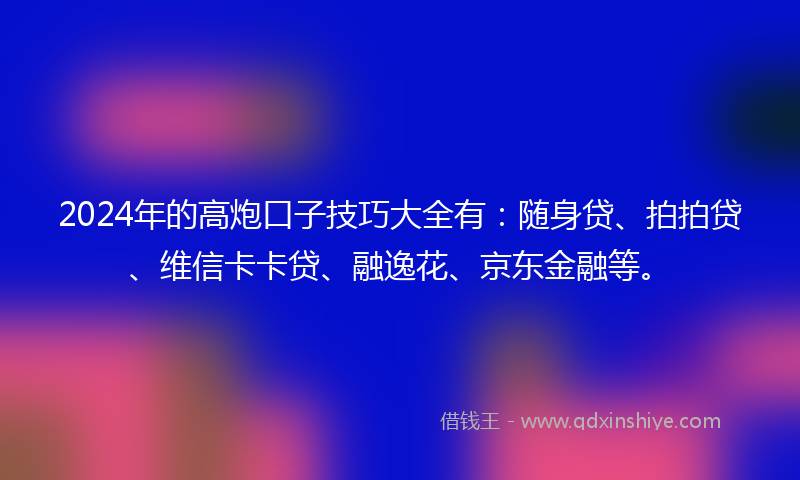 2024年的高炮口子技巧大全有：随身贷、拍拍贷、维信卡卡贷、融逸花、京东金融等。