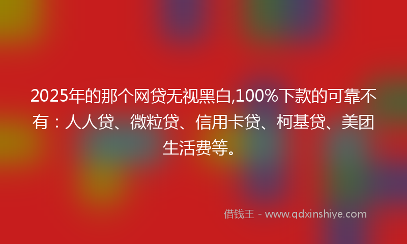 2025年的那个网贷无视黑白,100%下款的可靠不有：人人贷、微粒贷、信用卡贷、柯基贷、美团生活费等。
