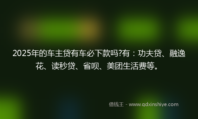 2025年的车主贷有车必下款吗?有：功夫贷、融逸花、读秒贷、省呗、美团生活费等。