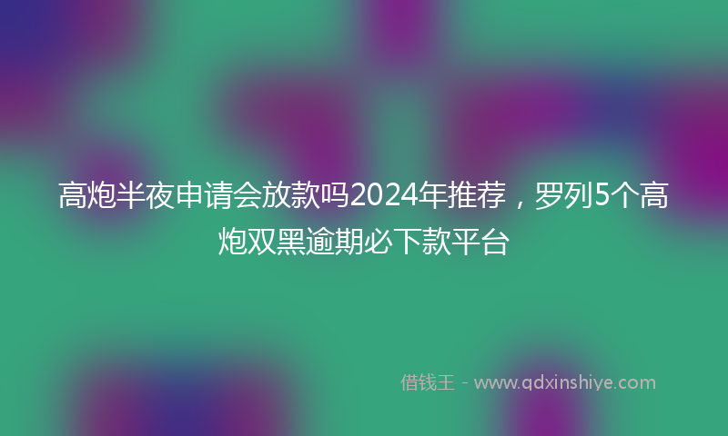 高炮半夜申请会放款吗2024年推荐，罗列5个高炮双黑逾期必下款平台