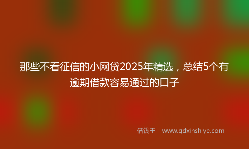 那些不看征信的小网贷2025年精选，总结5个有逾期借款容易通过的口子