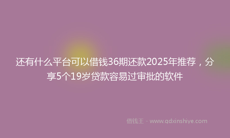还有什么平台可以借钱36期还款2025年推荐，分享5个19岁贷款容易过审批的软件