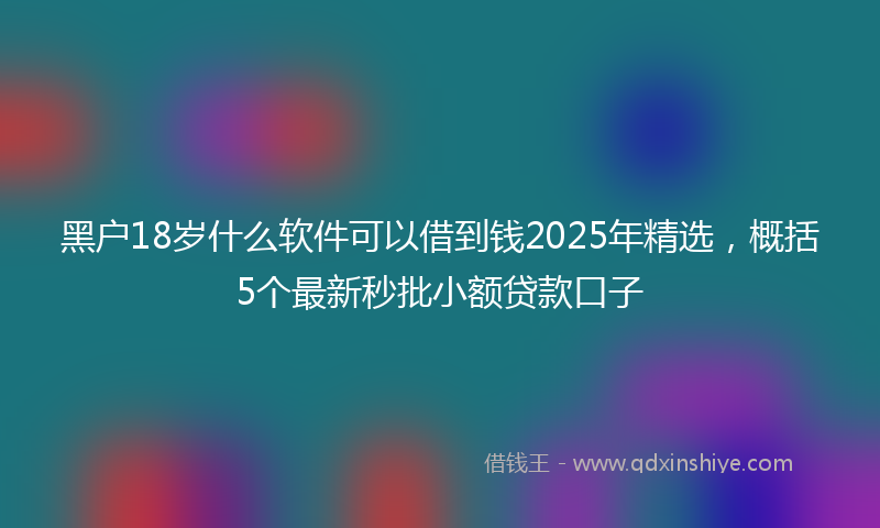 黑户18岁什么软件可以借到钱2025年精选，概括5个最新秒批小额贷款口子
