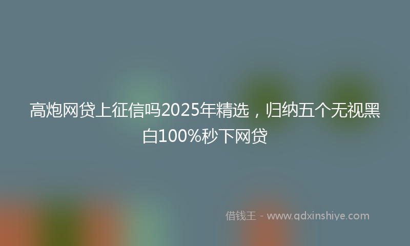高炮网贷上征信吗2025年精选，归纳五个无视黑白100%秒下网贷