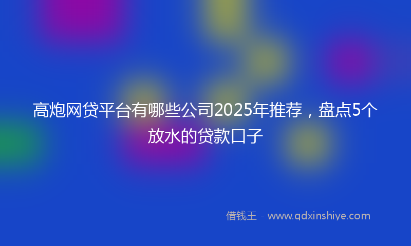 高炮网贷平台有哪些公司2025年推荐，盘点5个放水的贷款口子
