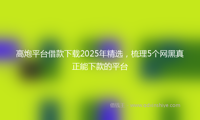 高炮平台借款下载2025年精选，梳理5个网黑真正能下款的平台