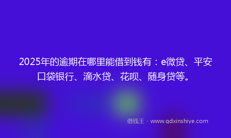 2025年的逾期在哪里能借到钱有：e微贷、平安口袋银行、滴水贷、花呗、随身贷等。