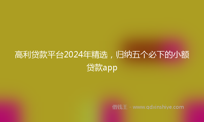 高利贷款平台2024年精选，归纳五个必下的小额贷款app