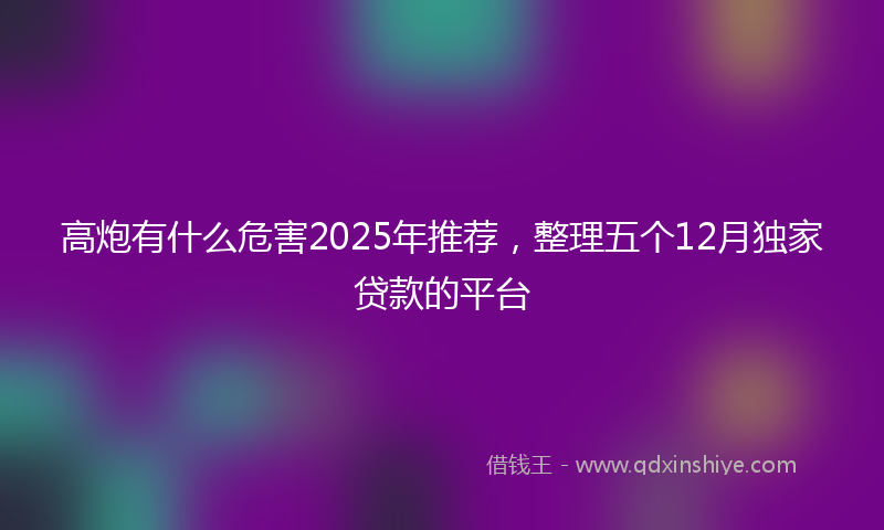 高炮有什么危害2025年推荐，整理五个12月独家贷款的平台