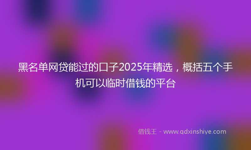 黑名单网贷能过的口子2025年精选，概括五个手机可以临时借钱的平台