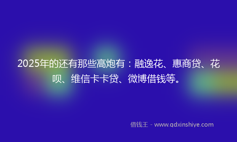 2025年的还有那些高炮有：融逸花、惠商贷、花呗、维信卡卡贷、微博借钱等。