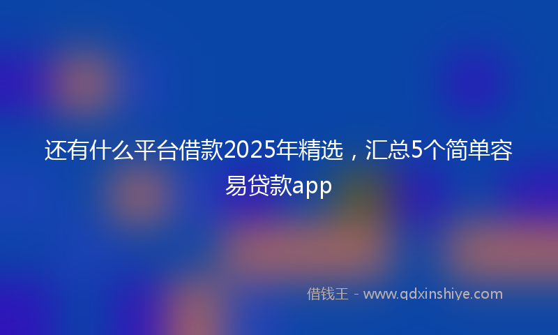 还有什么平台借款2025年精选，汇总5个简单容易贷款app