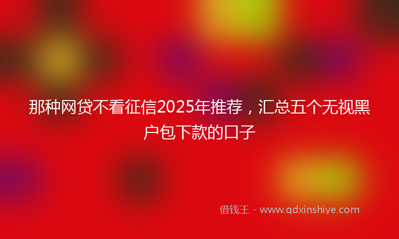 那种网贷不看征信2025年推荐，汇总五个无视黑户包下款的口子