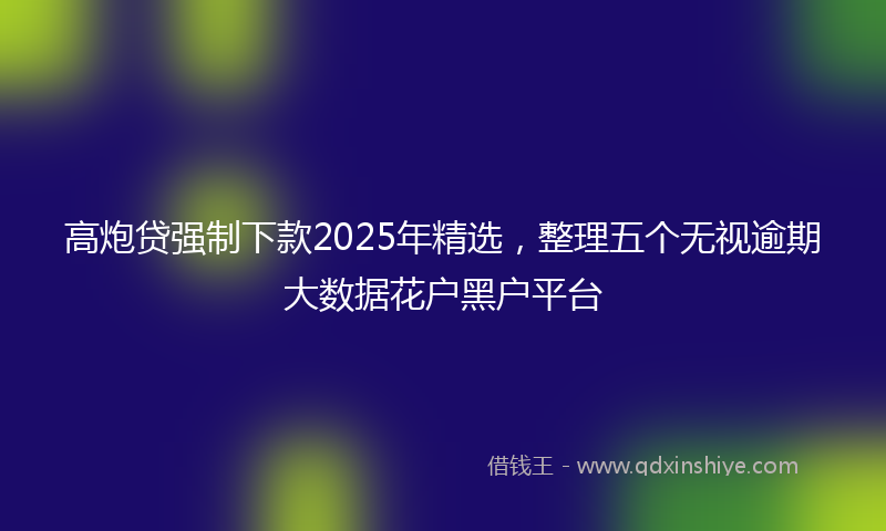 高炮贷强制下款2025年精选，整理五个无视逾期大数据花户黑户平台