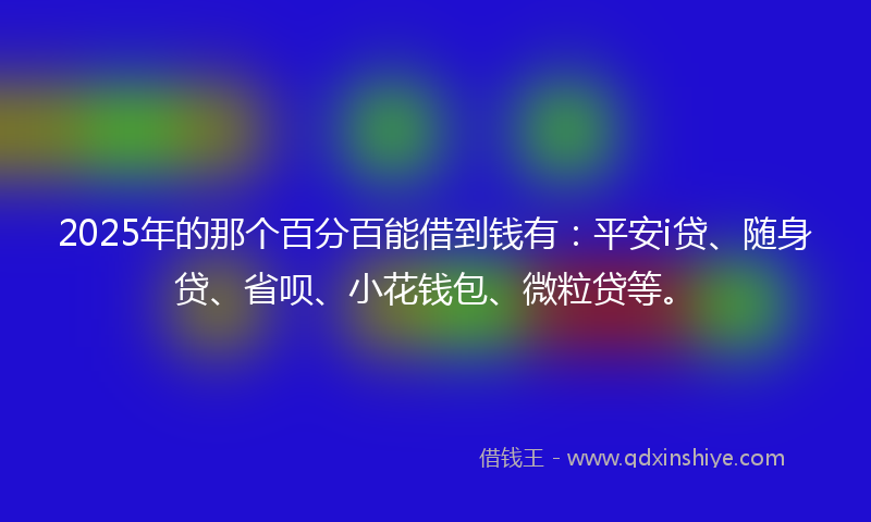 2025年的那个百分百能借到钱有：平安i贷、随身贷、省呗、小花钱包、微粒贷等。