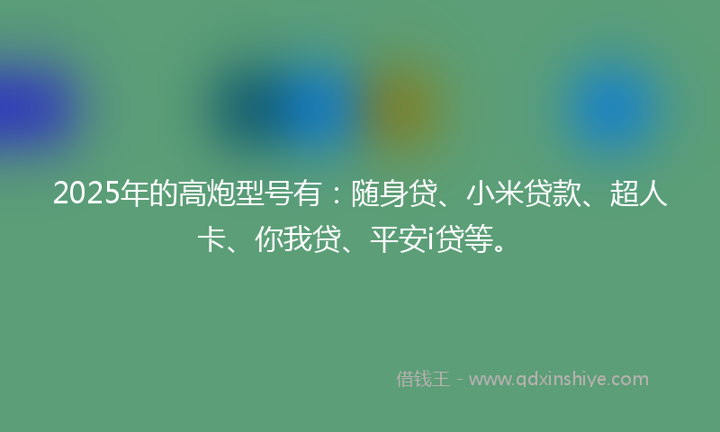 2025年的高炮型号有：随身贷、小米贷款、超人卡、你我贷、平安i贷等。