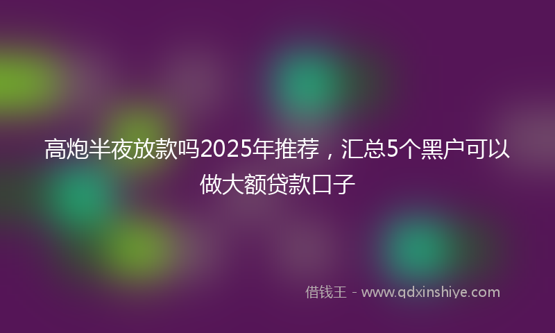 高炮半夜放款吗2025年推荐，汇总5个黑户可以做大额贷款口子