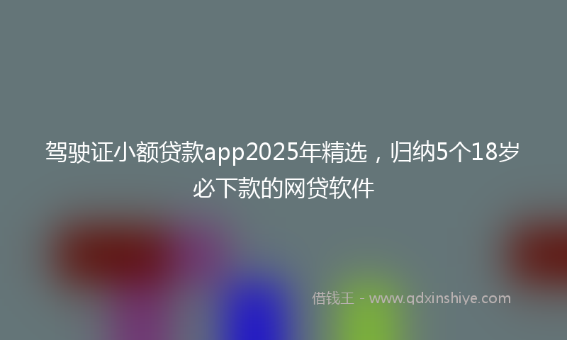 驾驶证小额贷款app2025年精选，归纳5个18岁必下款的网贷软件
