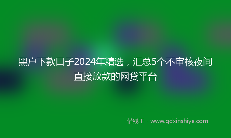 黑户下款口子2024年精选，汇总5个不审核夜间直接放款的网贷平台