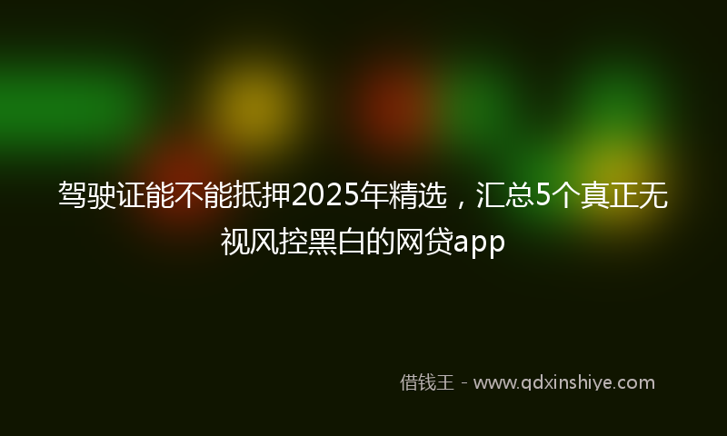 驾驶证能不能抵押2025年精选，汇总5个真正无视风控黑白的网贷app