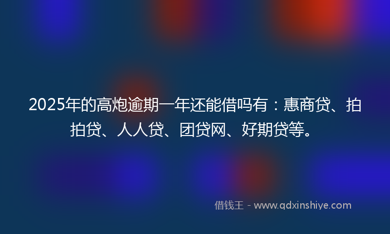 2025年的高炮逾期一年还能借吗有：惠商贷、拍拍贷、人人贷、团贷网、好期贷等。