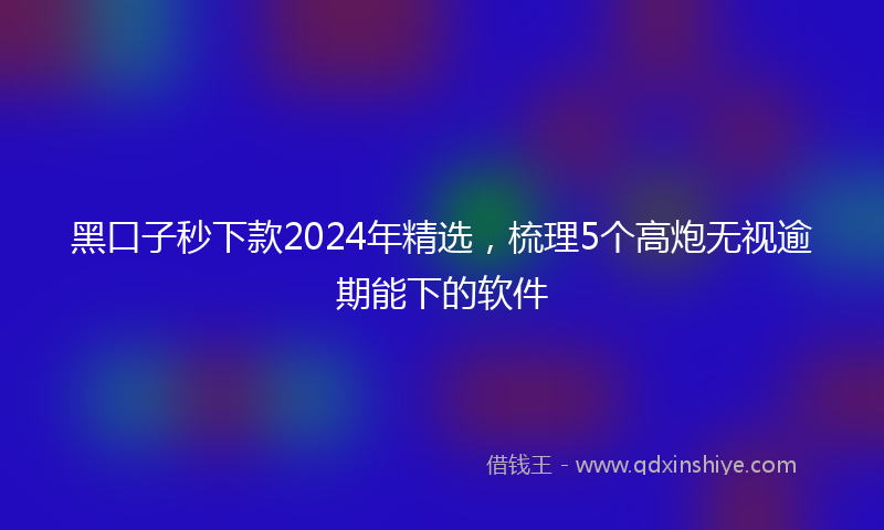 黑口子秒下款2024年精选，梳理5个高炮无视逾期能下的软件