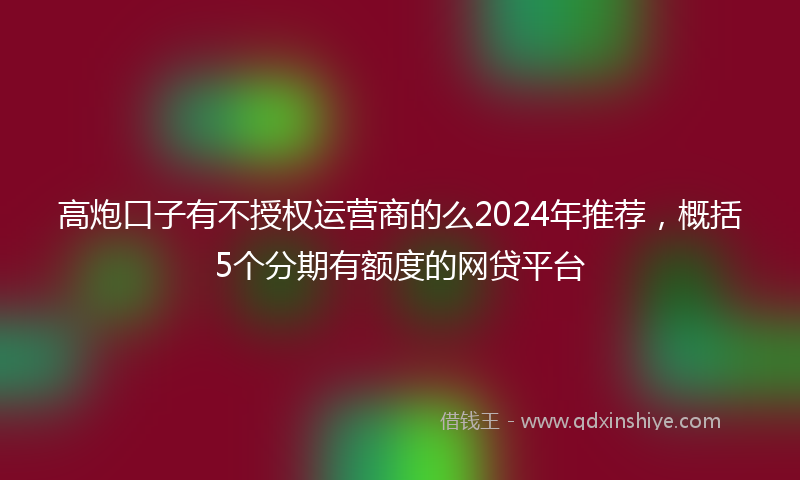 高炮口子有不授权运营商的么2024年推荐，概括5个分期有额度的网贷平台