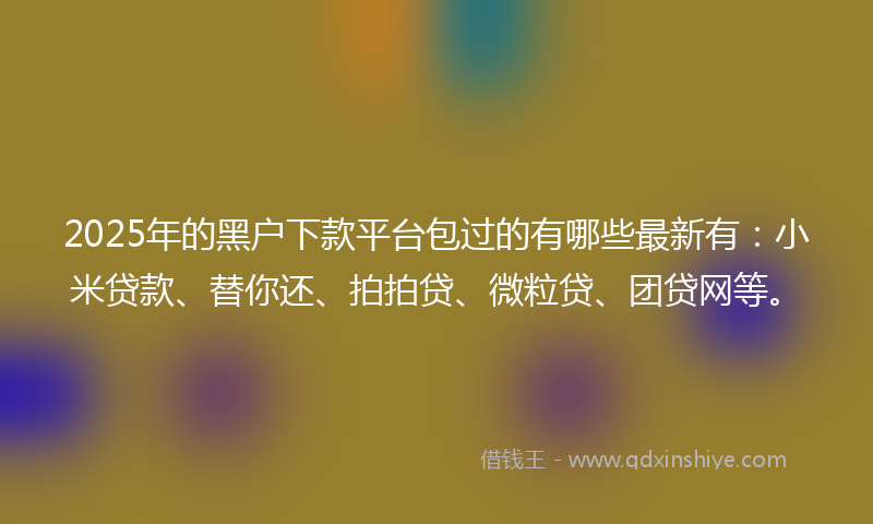2025年的黑户下款平台包过的有哪些最新有：小米贷款、替你还、拍拍贷、微粒贷、团贷网等。
