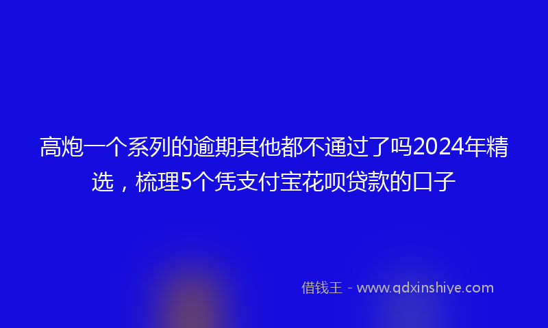 高炮一个系列的逾期其他都不通过了吗2024年精选，梳理5个凭支付宝花呗贷款的口子