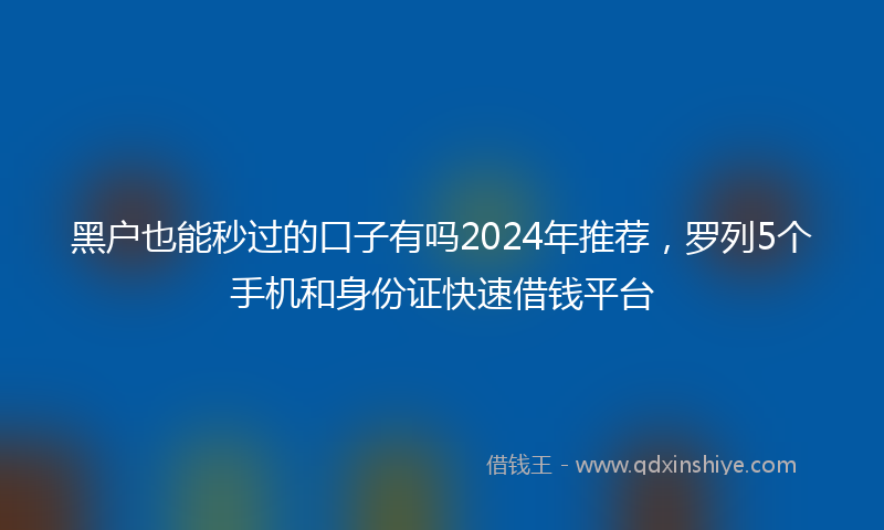 黑户也能秒过的口子有吗2024年推荐，罗列5个手机和身份证快速借钱平台