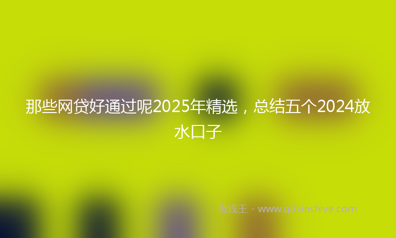 那些网贷好通过呢2025年精选，总结五个2024放水口子