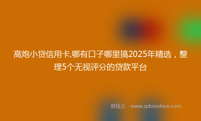 高炮小贷信用卡,哪有口子哪里搞2025年精选，整理5个无视评分的贷款平台
