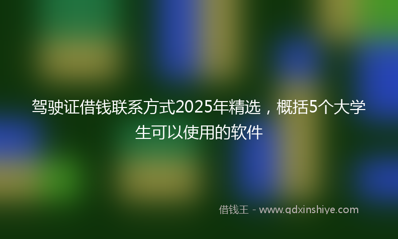 驾驶证借钱联系方式2025年精选，概括5个大学生可以使用的软件