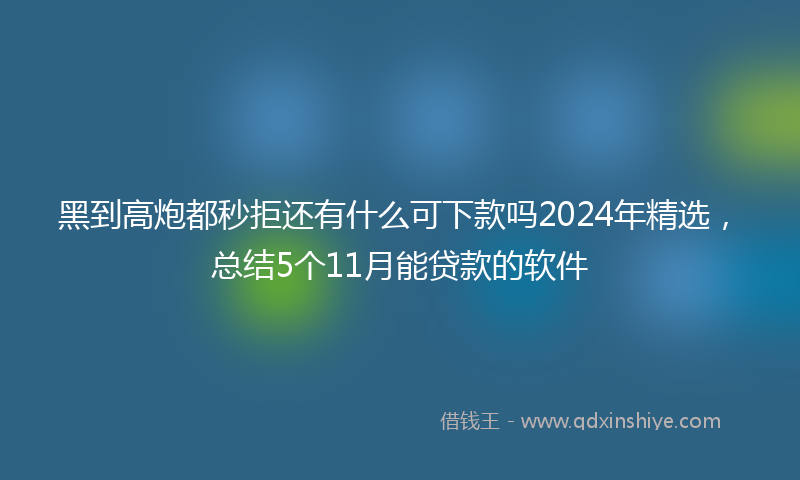 黑到高炮都秒拒还有什么可下款吗2024年精选，总结5个11月能贷款的软件