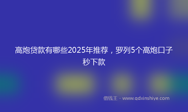 高炮贷款有哪些2025年推荐，罗列5个高炮口子秒下款