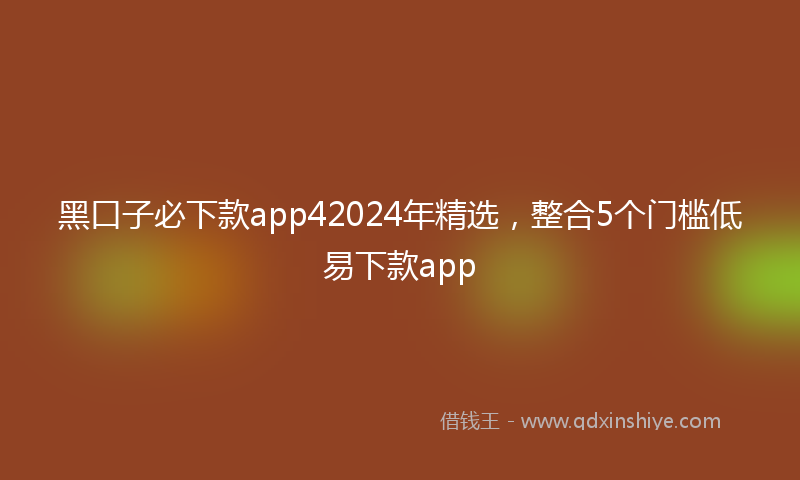 黑口子必下款app42024年精选，整合5个门槛低易下款app